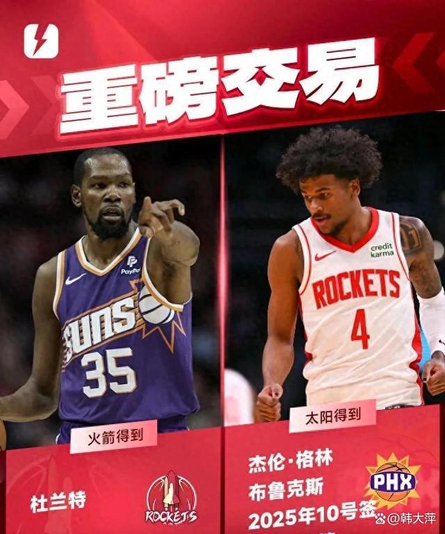 正式达成！杜兰特交易到火箭换回格林+狄龙+6个选秀权谁赚了？的简单介绍